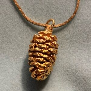 Gold Pinecone Pendant Necklace